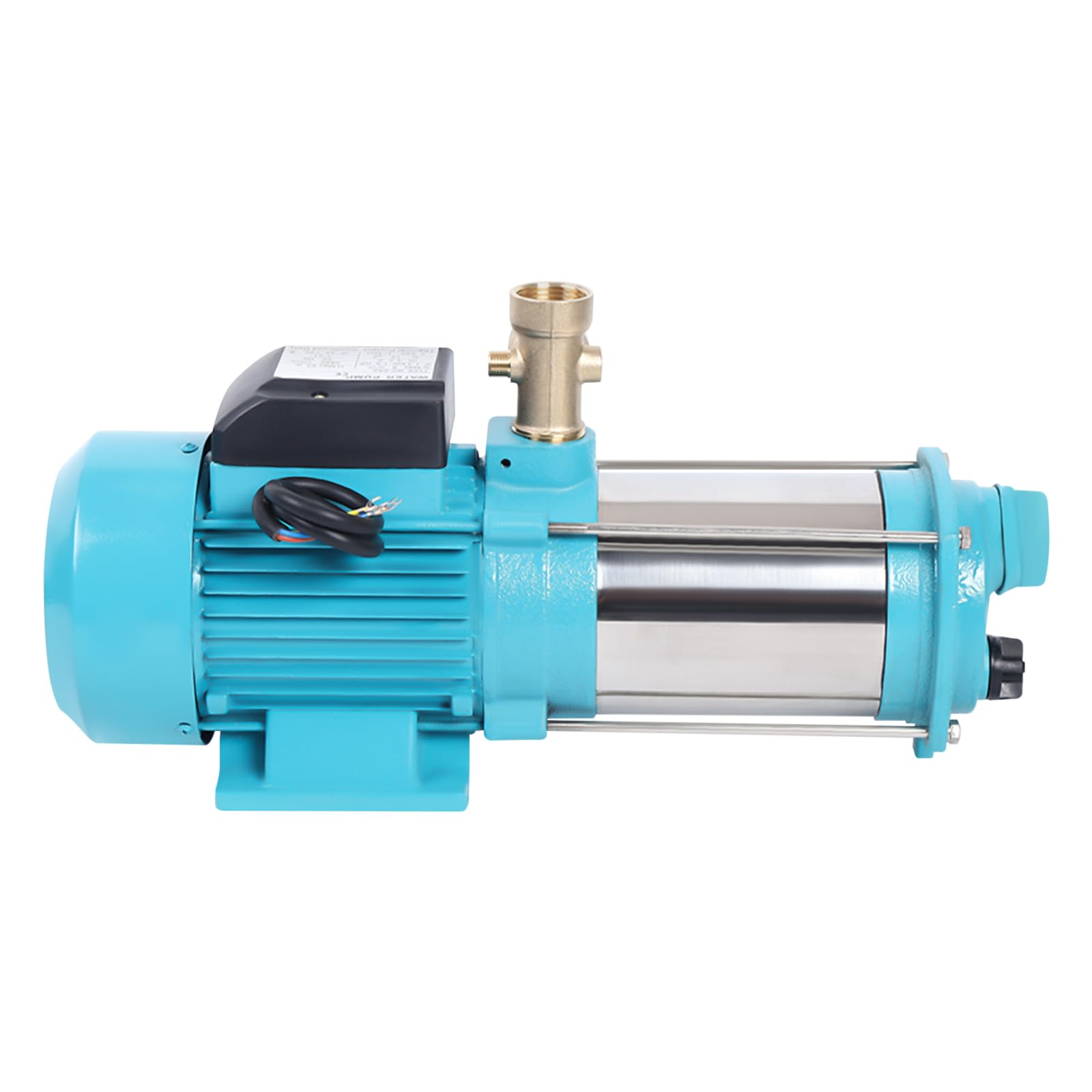 Pompe centrifuge de jardin 1300 W - En acier inoxydable - Avec manomètre - Interrupteur de pression - Disjoncteur de protection du moteur - Pompe centrifuge à 5 niveaux - Pression maximale : 9,8 bar -