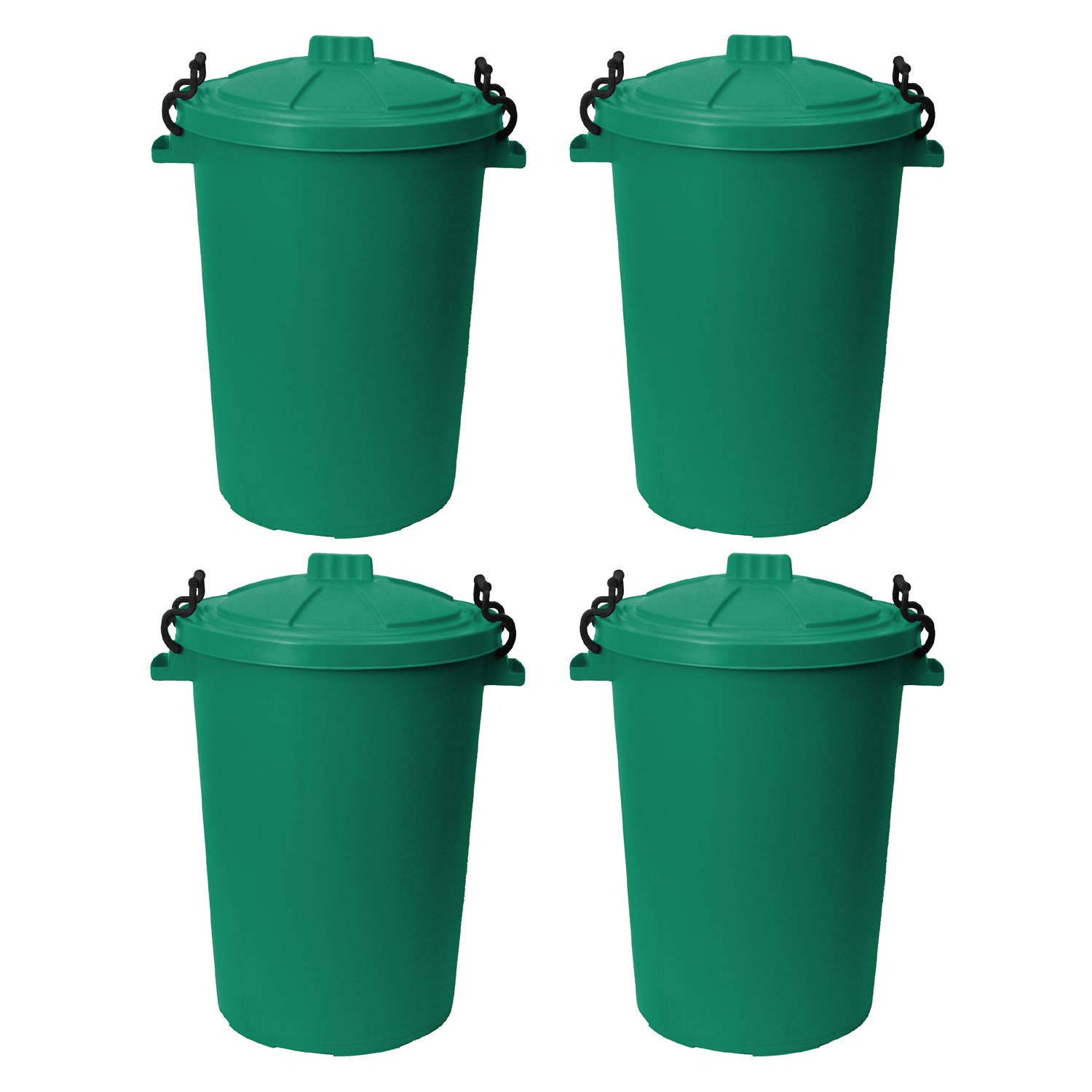 50L 50 Litre Heavy Duty Plastic Clip Lock Lid Bin - Dark Green, Set of 4 - for Indoor or Outdoor Use for Collection of Rubbish, Waste or Storage of Animal Feed. โ image 1