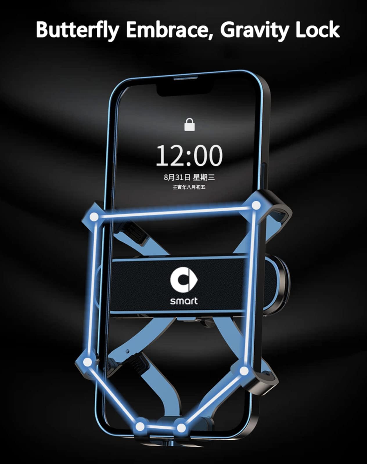 Soporte Movil Coche para Smart 2022, 360° Rotación Ajustable Flexible Multifunción Porta Movil Coche, Súper Estable Sujeción Movil Coche,B Blue