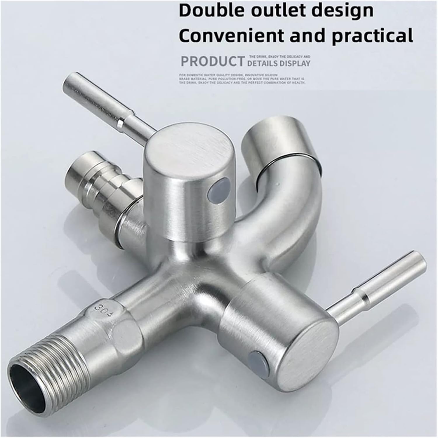 Double Faucet Wall Mount Washing Machine Mop Faucet Multi-Function Outdoor Balcony Bathroom Kitchen Water Laundry Bibcock Taps (Color : KK02, Size : Stainless Steel)