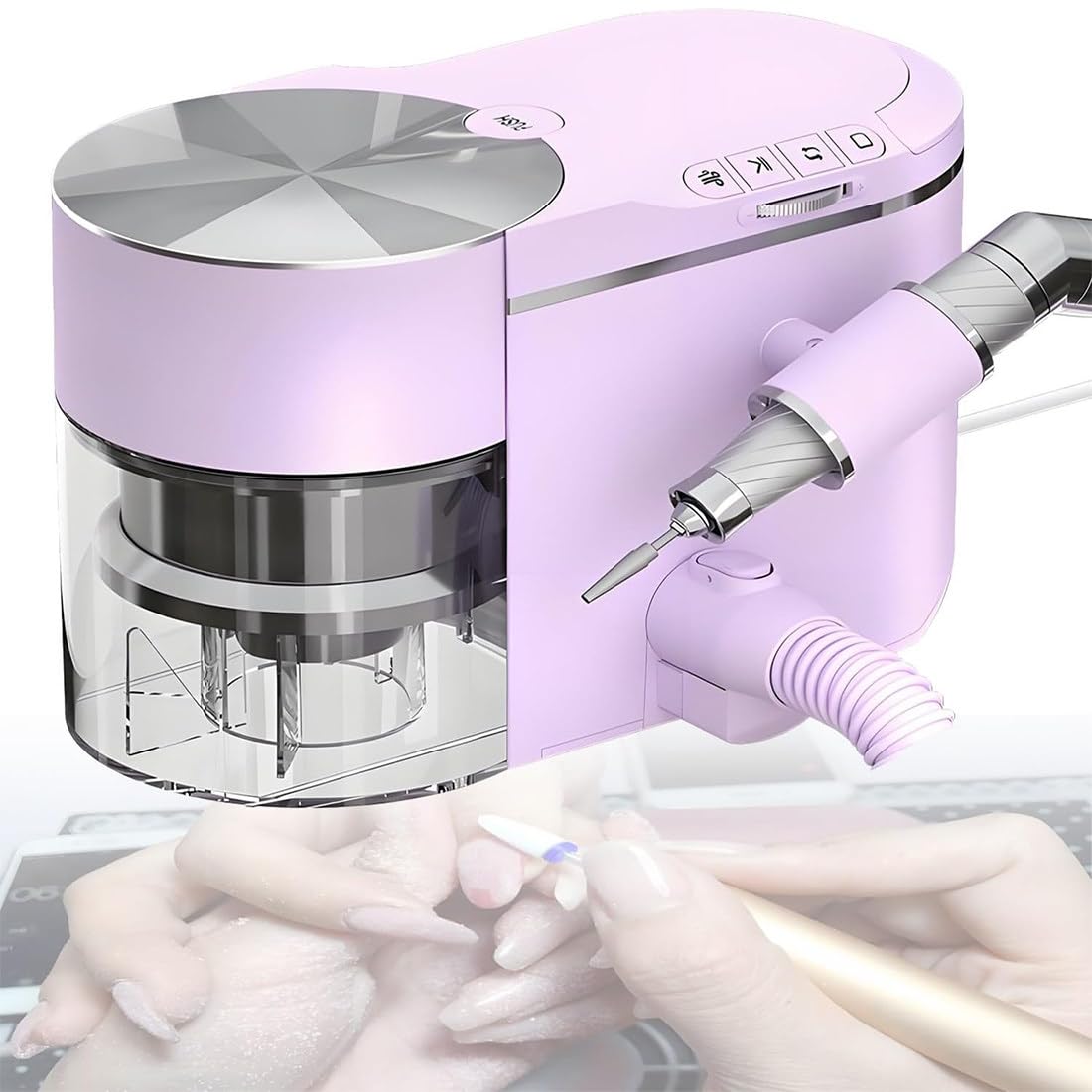 Profesjonalna Frezarka Do Paznokci 2 W 1 Do Manicure/Pedicure I Pochłaniacz Pyłu, Elektryczna Polerka Do Paznokci Ze Zintegrowanym Odkurzaczem, Regulowana Prędkość I Kierunek Pink