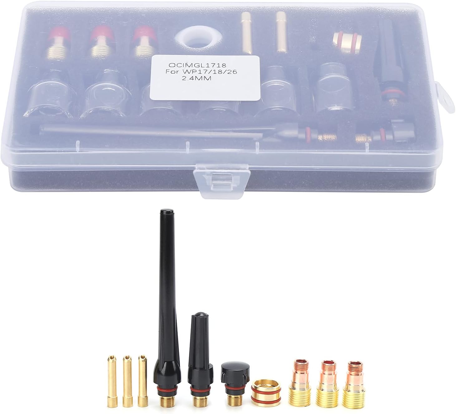 Professional Welding Torch Accessories Kit High Temperature Glass Cup Brass Nozzle Replacement Parts for WP17 WP18 WP27 Argon Welding Guns Complete Tool Consumables Set