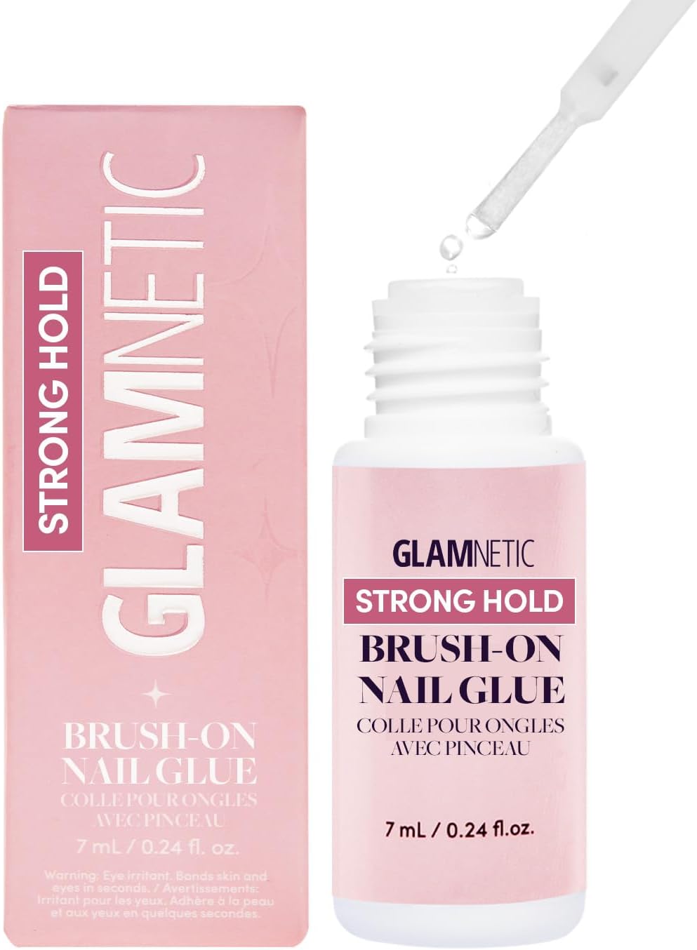 Glamnetic Super Strong Brush On Nail Glue | Brush Tip Applicator, Mess Free, Travel Friendly, Vegan | Durable & Long-Lasting | .24 fl. oz.