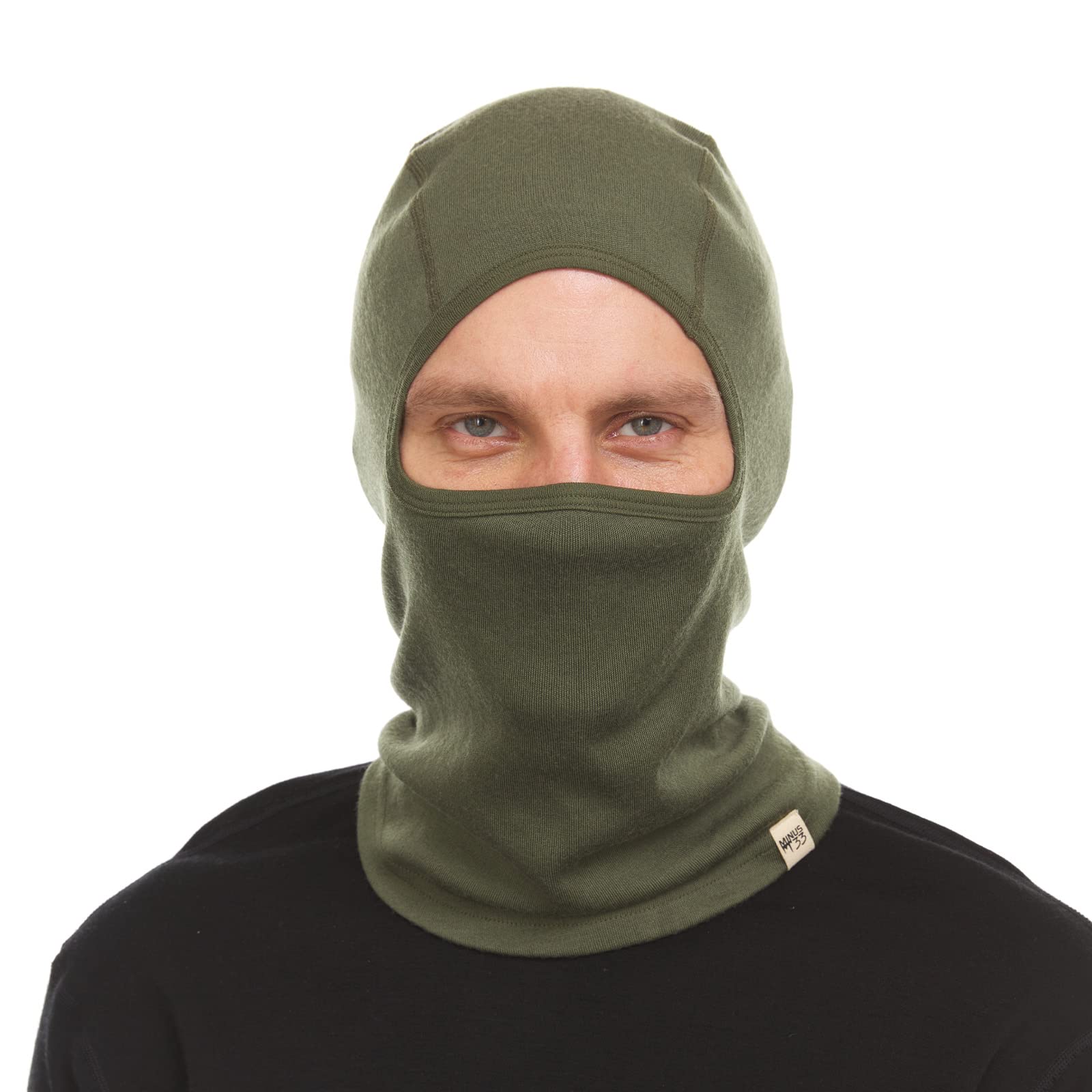 100% Merino Wool - Expedition Balaclava - Cold Weather Ski Face Mask - Heavyweight - Olive Drab