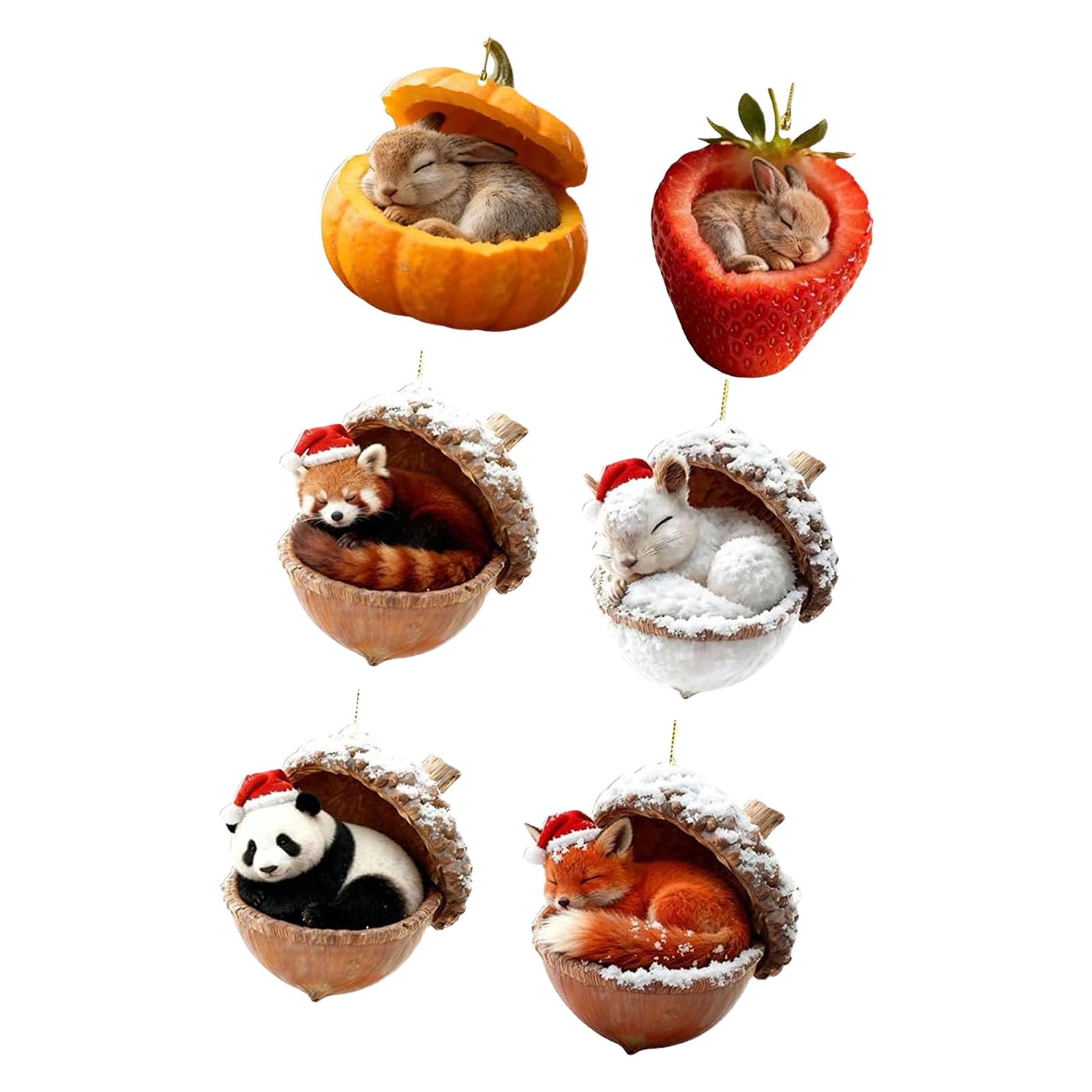 Coolhood Multicolor Creative Animal Shaped Miniature Simulation Ornament For Desk Landscape And Festive Event Decoration Forests Animal Acorns Christmas Ornaments