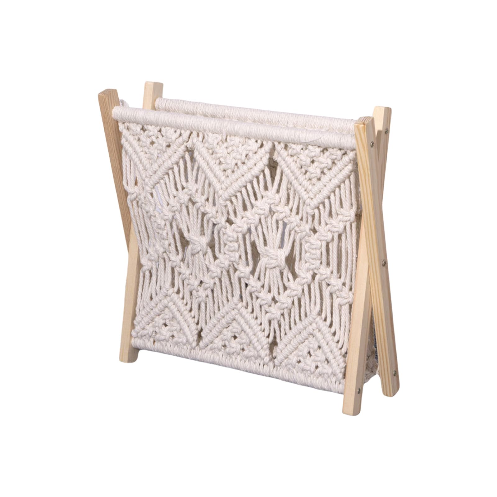 Xjdzineq Sustainable Handwoven Storage Shelf Foldable Wooden Base Cotton Cord Organizers for Modern Interiors Cotton Rope Basket