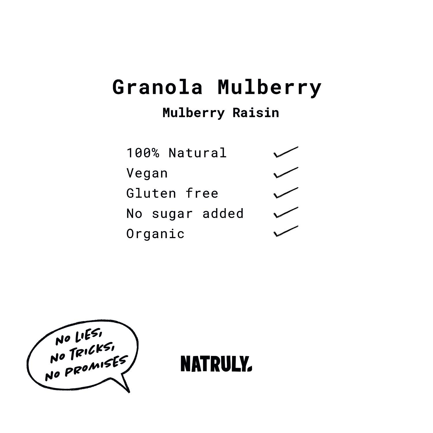 NATRULY Granola BIO de Frutos Secos y Semillas Sin Cereales, Sin Gluten y Sin Azúcar Refinado, Vegana, Sabor Moras y Pasas -Pack3x325g