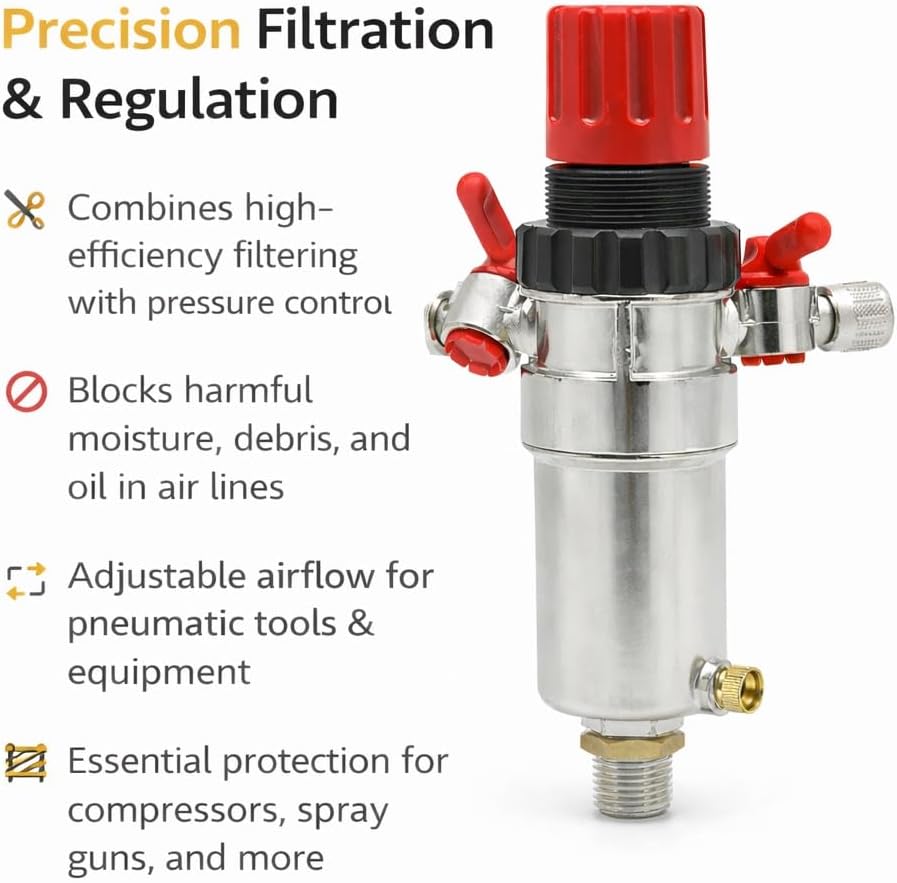 Merry Tools HK 1/234; Air Filter Regulator, Air Compressor Regulator Water Separator 214108