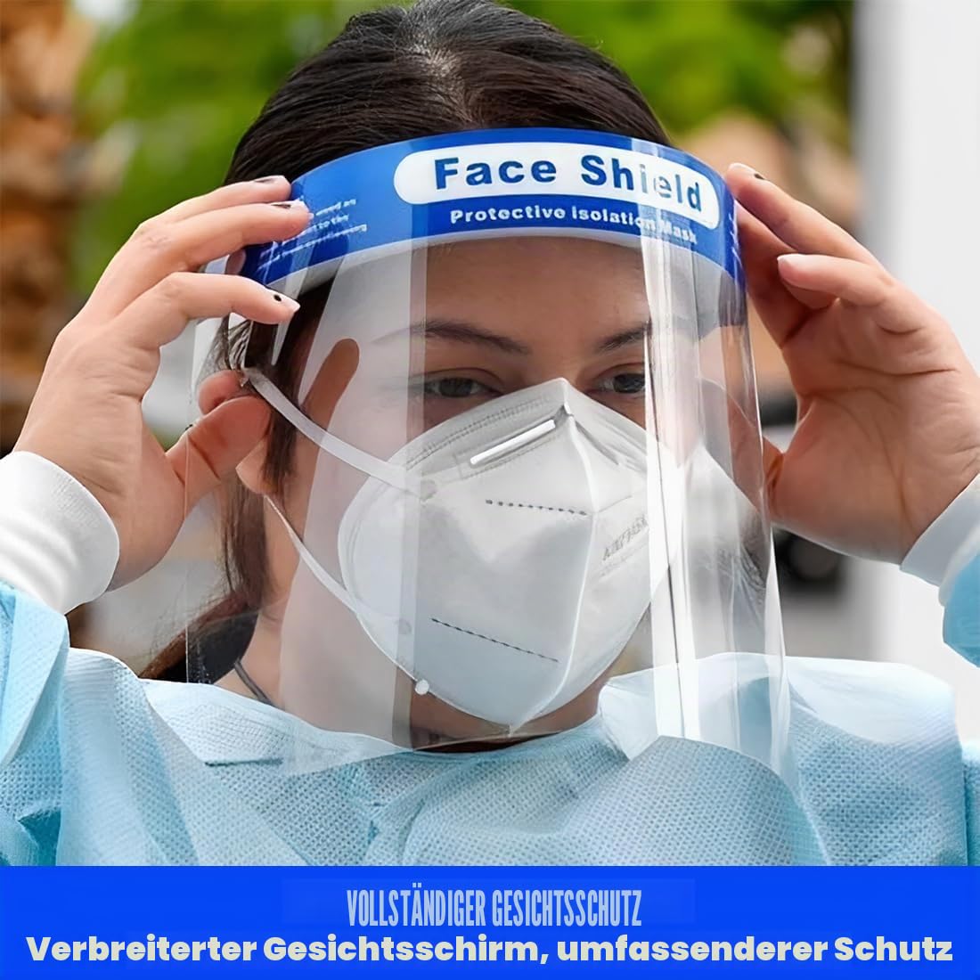 NHQZ 2 Stück Gesichtsschutz-Schirm Face Shield Gesichtsschutz-Schirm Augenschutz Spuckschutz Face-Shield Schutzschild Gesichtsschirm