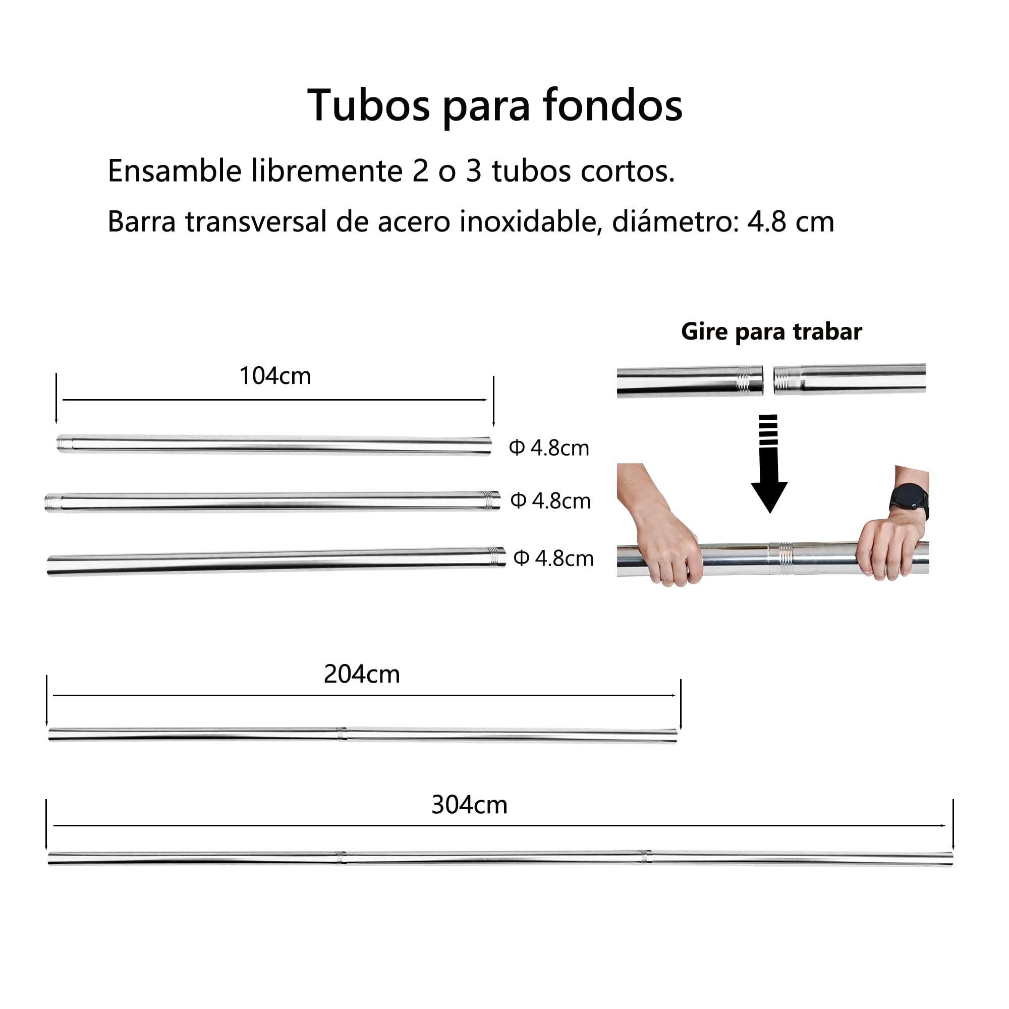 Sistema de Soporte de Rodillo para telón de Fondo de fotografía, 3 Rodillos con Cadenas, Barras transversales de Acero Inoxidable de 304 cm, Soporte de Pared, Soporte de luz, Soporte de