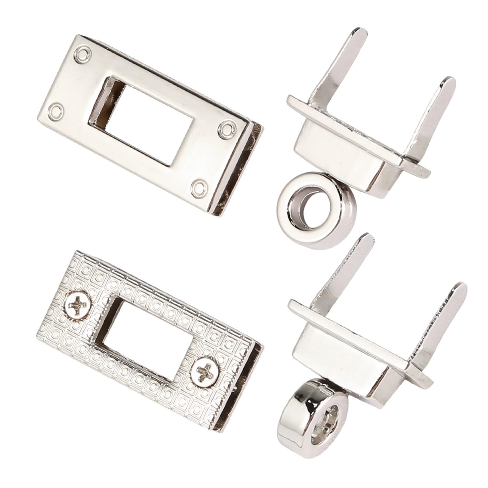 PVUVTNAHW 10PCS 3.5CM Metal Rectangle Turn Lock Twist Clasp For Leather Craft Handbag Shoulder Bag Purse DIY(Silver)