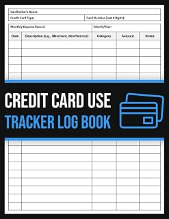 Credit Card Use Tracker Log Book: Monthly Credit Card Usage Logbook | Track and Record Expenses and Payments