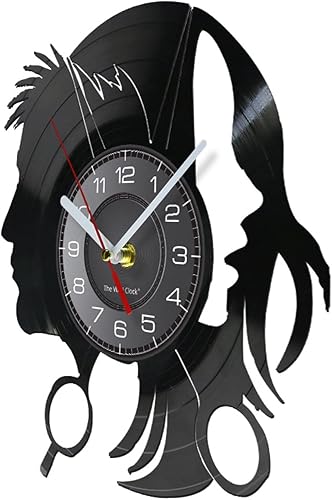 Miniatura 2 de Reloj de pared decorativo de disco de vinilo de 12 pulgadas, silencioso, sin tictac, peluquería, tienda de belleza, funciona con pilas, reloj de