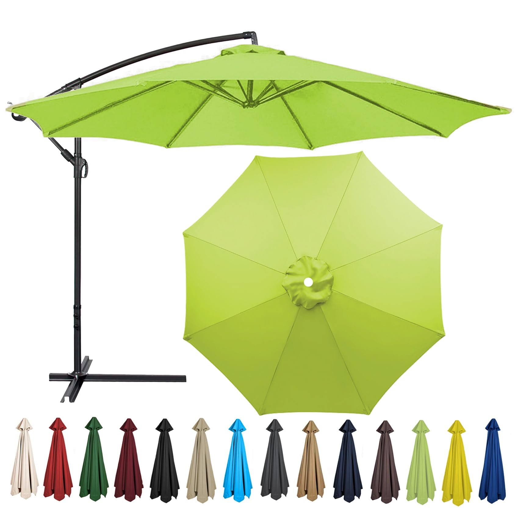 Garden Parasol Canopy (200 cm, 2.7 m, 300 cm), 6 Ribs / 8 Ribs Parasol Replacement Cover Canopy for Market Table Waterproof UV Protection Replacement Roof Fabric (Colour: Grey-image-24