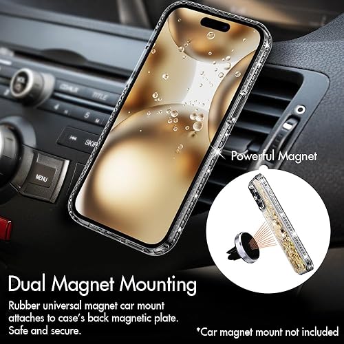 Miniatura 4 de Silverback Funda para iPhone 14 Pro Max, funda con purpurina holográfica líquida en movimiento con soporte, para niñas y mujeres, funda protectora