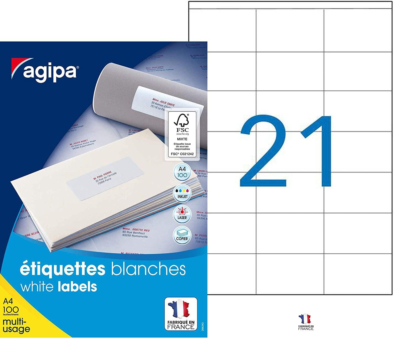 agipa Universal Labels 70 x 42 mm White Rectangular 119009