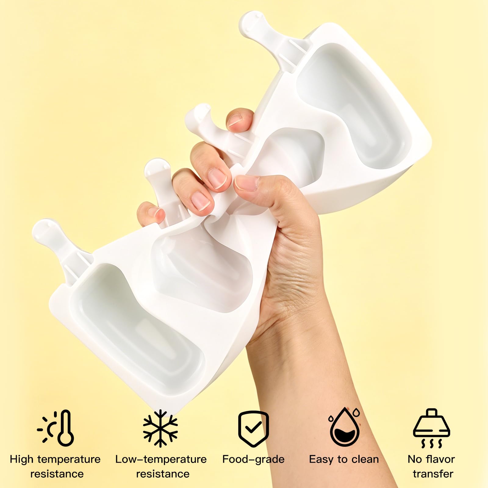 Moules à Glace en Silicone, Moule Magnum Cake, Moule Glace à l'eau réutilisables, Faciles à Démouler, sans BPA, avec 100 sachets + 100 bâtons + 100 bande d'étanchéité (A)