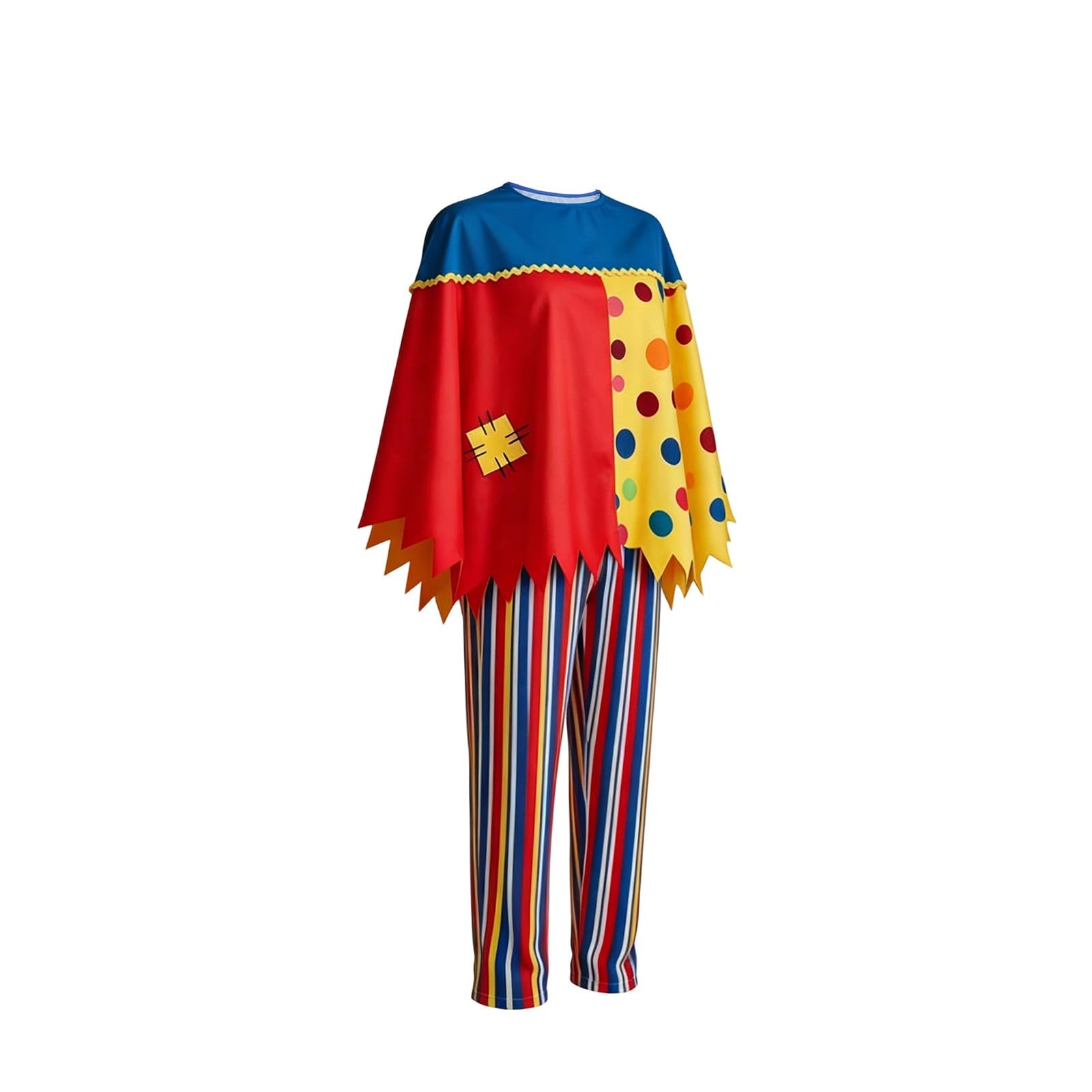 Halloweenkostüm Damen Clown Umhang Cosplay Party Joker Outfit Karneval Kostüm Damen Set Cape Bunt Lustig