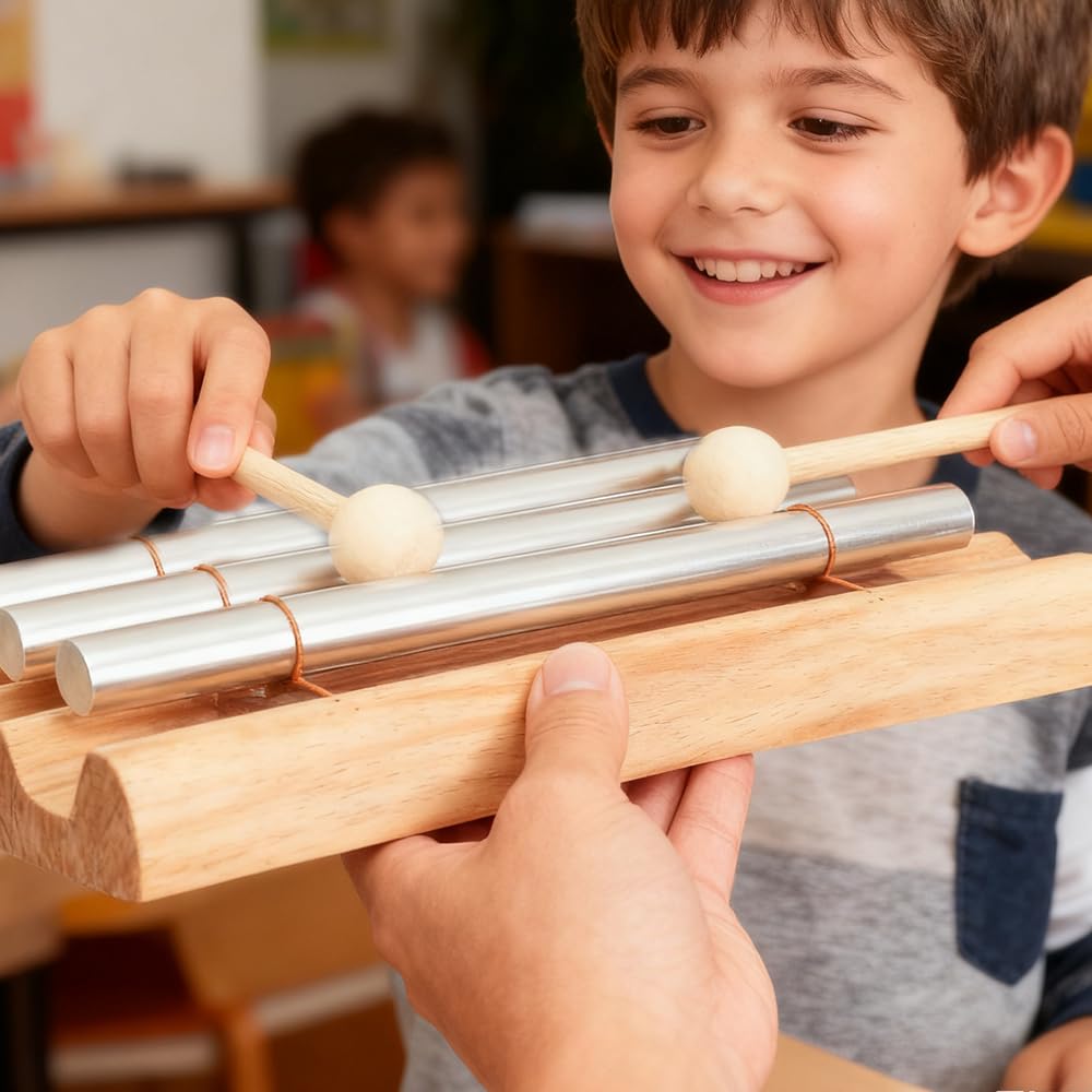 Energy Chime, 3 Ton Klangstab, Chime Klangstab mit HolzschläGel, Holz Hand Glockenspiel für Yoga Meditation FrüHerziehung Musical Lehrer Klassenzimmer Management Tool