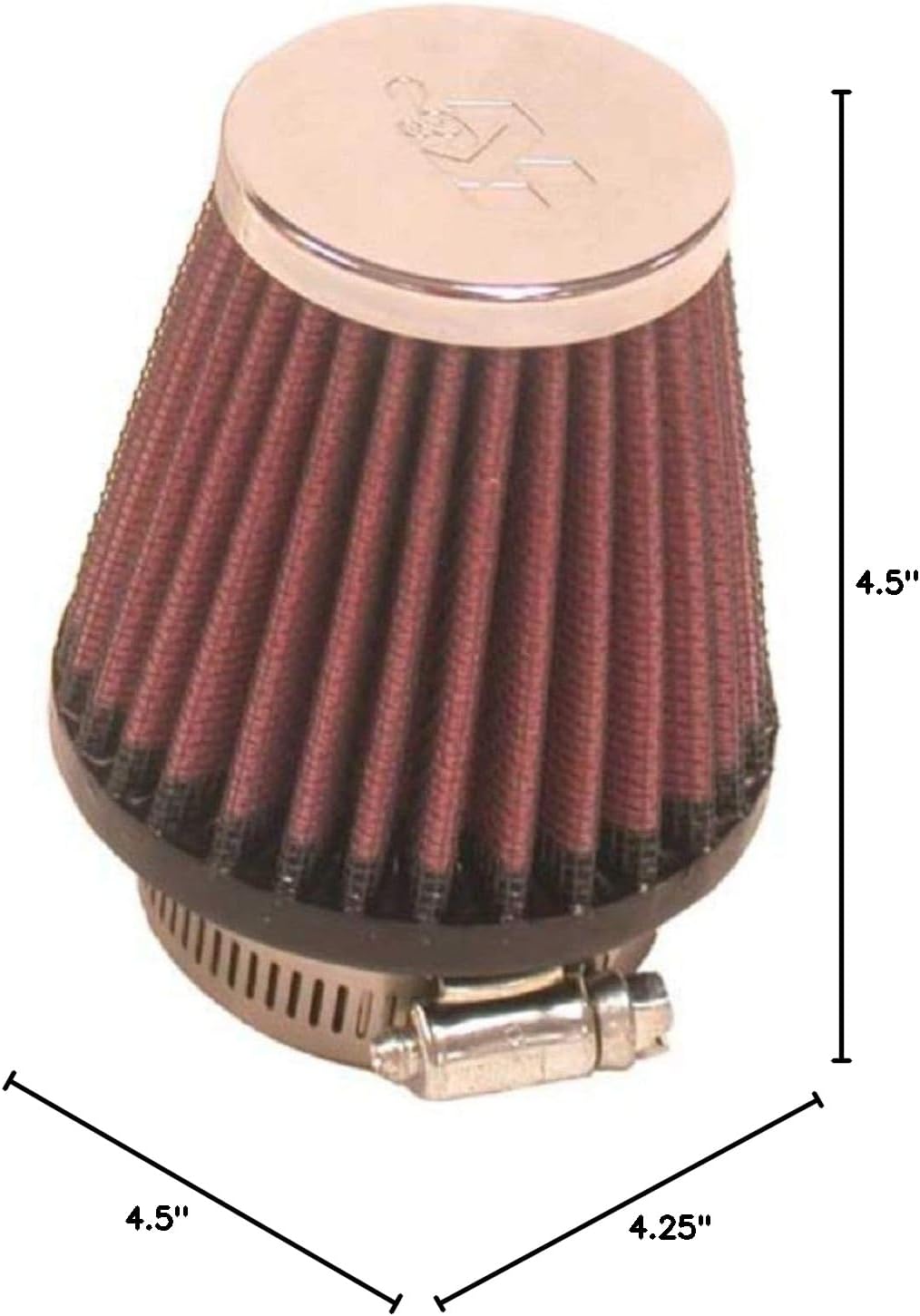 K&N High-Flow Original Lifetime Universal Clamp-On Air Filter:Performance, Premium, Washable: Flange Diameter: 1.875 In, Filter Height: 3 In, Flange Length: 0.625 In, Shape: Round Tapered, RC-1090