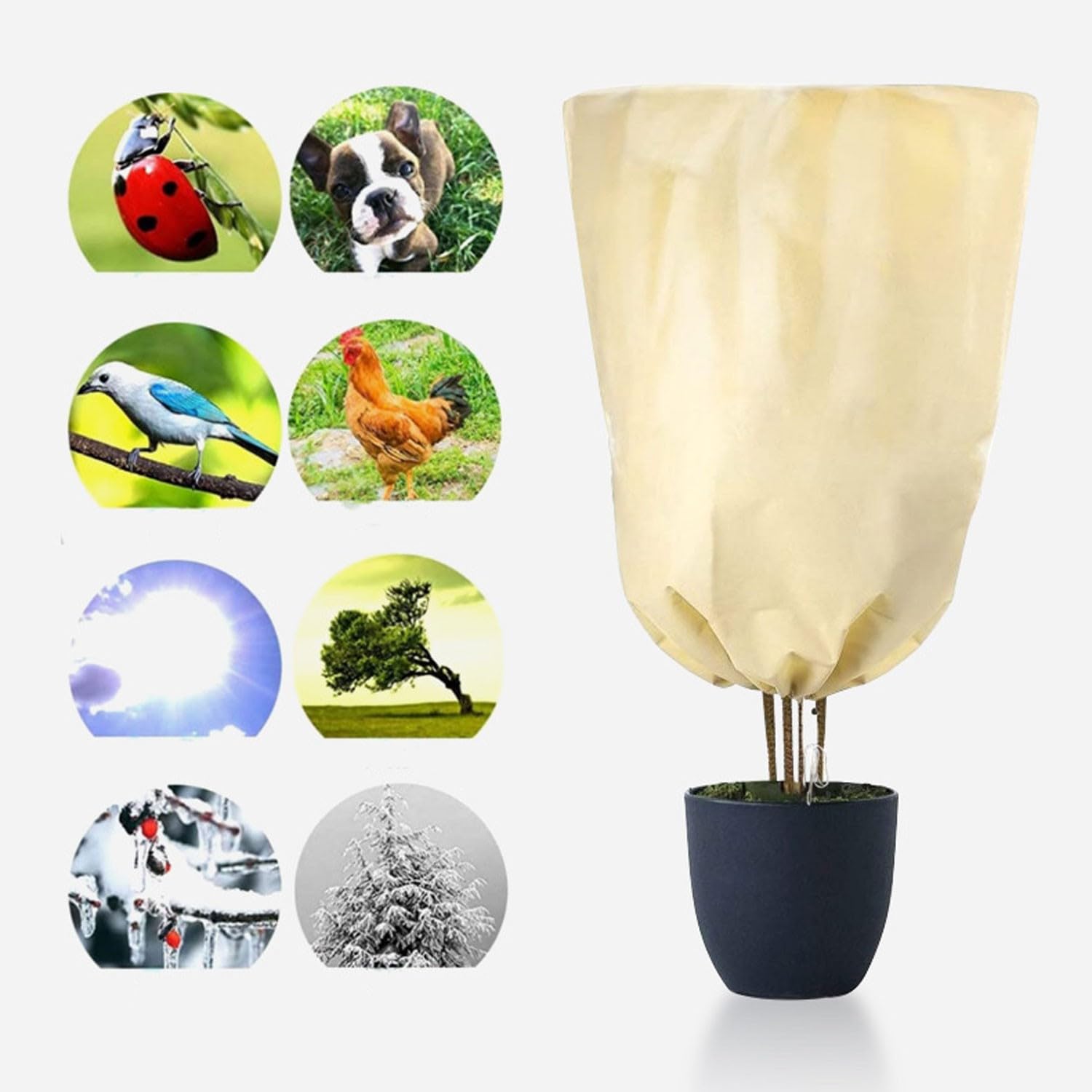 Cubiertas para plantas para protección contra heladas de invierno con cremallera y cordón, cubierta de tela anticongelante para árboles y plantas