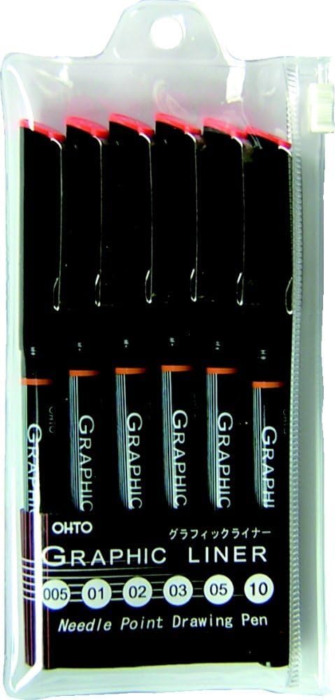 - Graphic Liner Needle Point Drawing Pen - Pigment Ink - Pack of 6