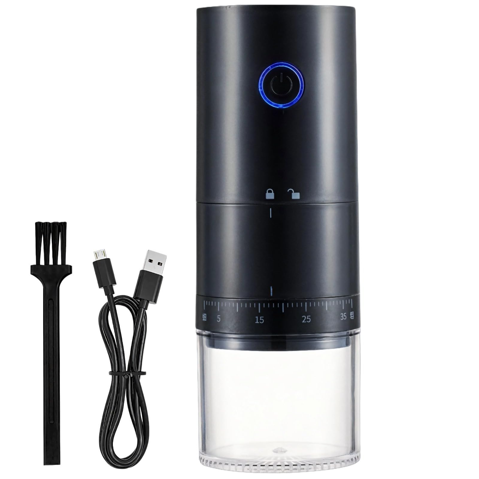 Moulin à café électrique rechargeable, moulin à grains de café portable avec réglages de mouture réglables, moulin à café automatique silencieux, fraise en céramique