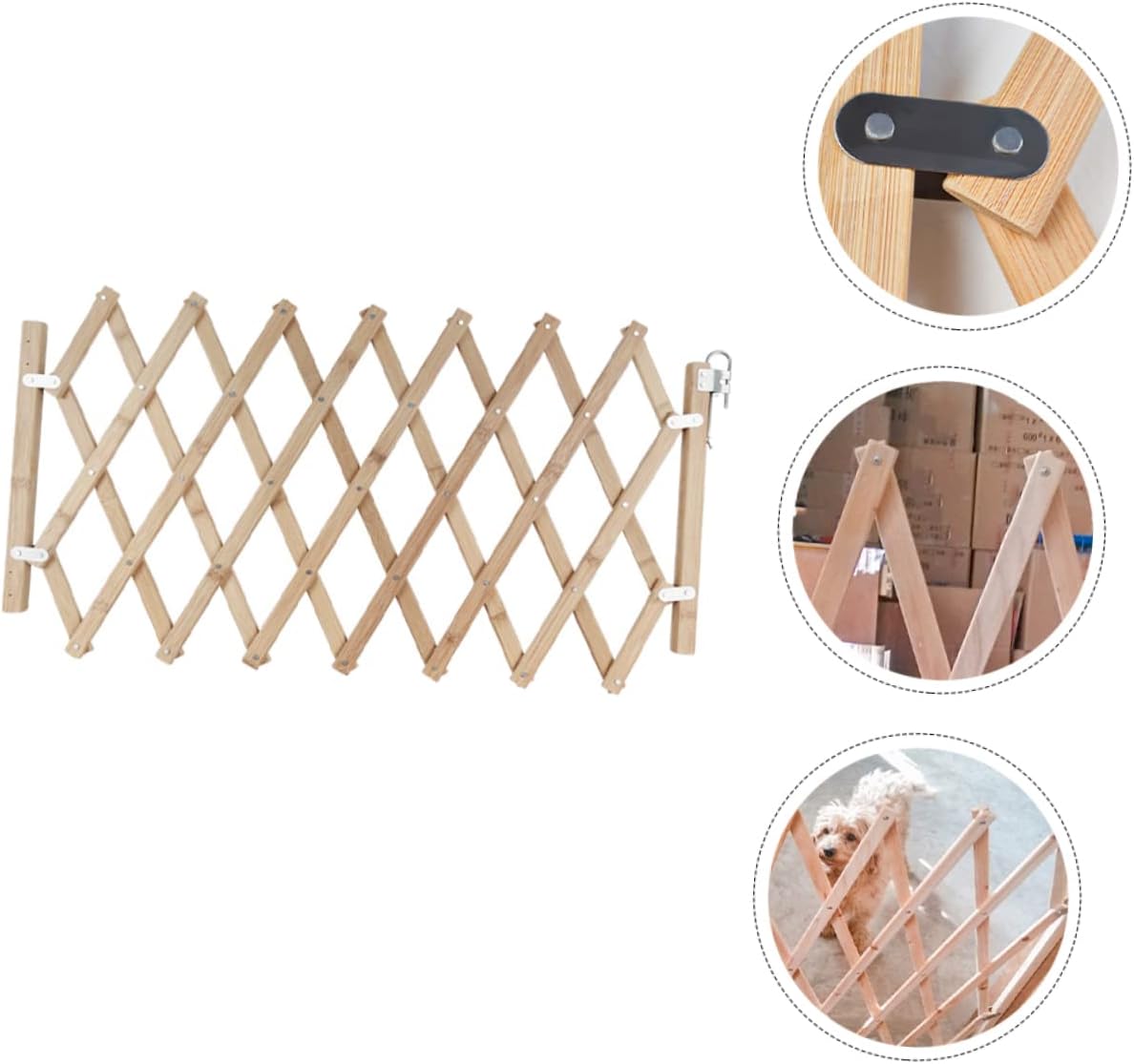 Retractable Wooden Dog Gate Adjustable PET Safety Fence for Doorways Stairways and Indoor Use Convenient PET Barrier for Dogs and Cats Easy to Install