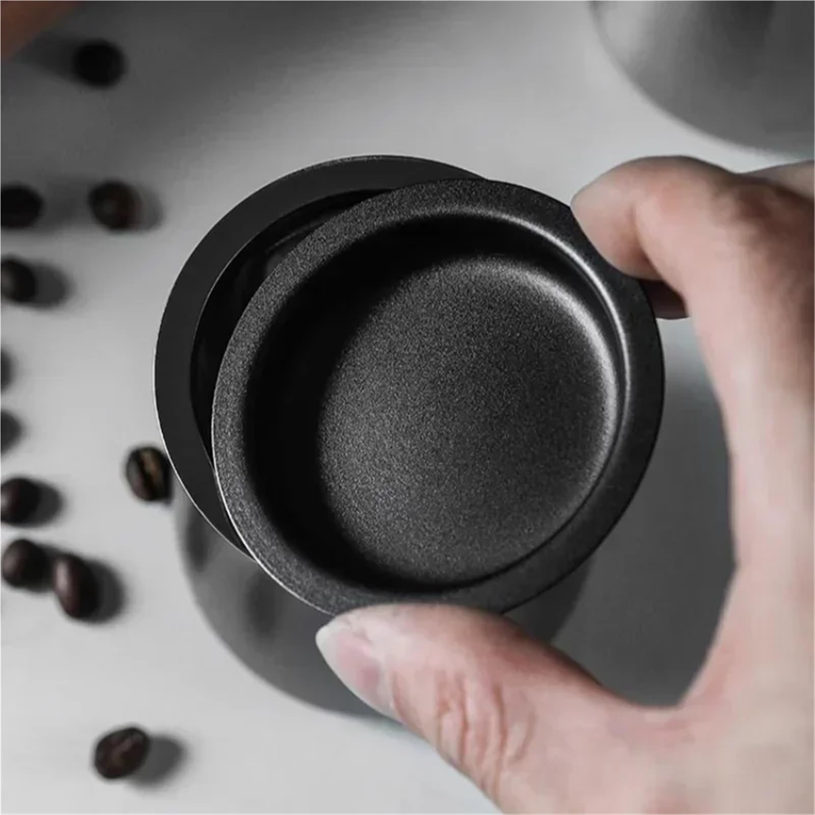 3-in-1 Edelstahl-Kaffeepulver-Filterbecher mit Deckel, Kaffeesieb, Mahlwerk, Zubehör(White)