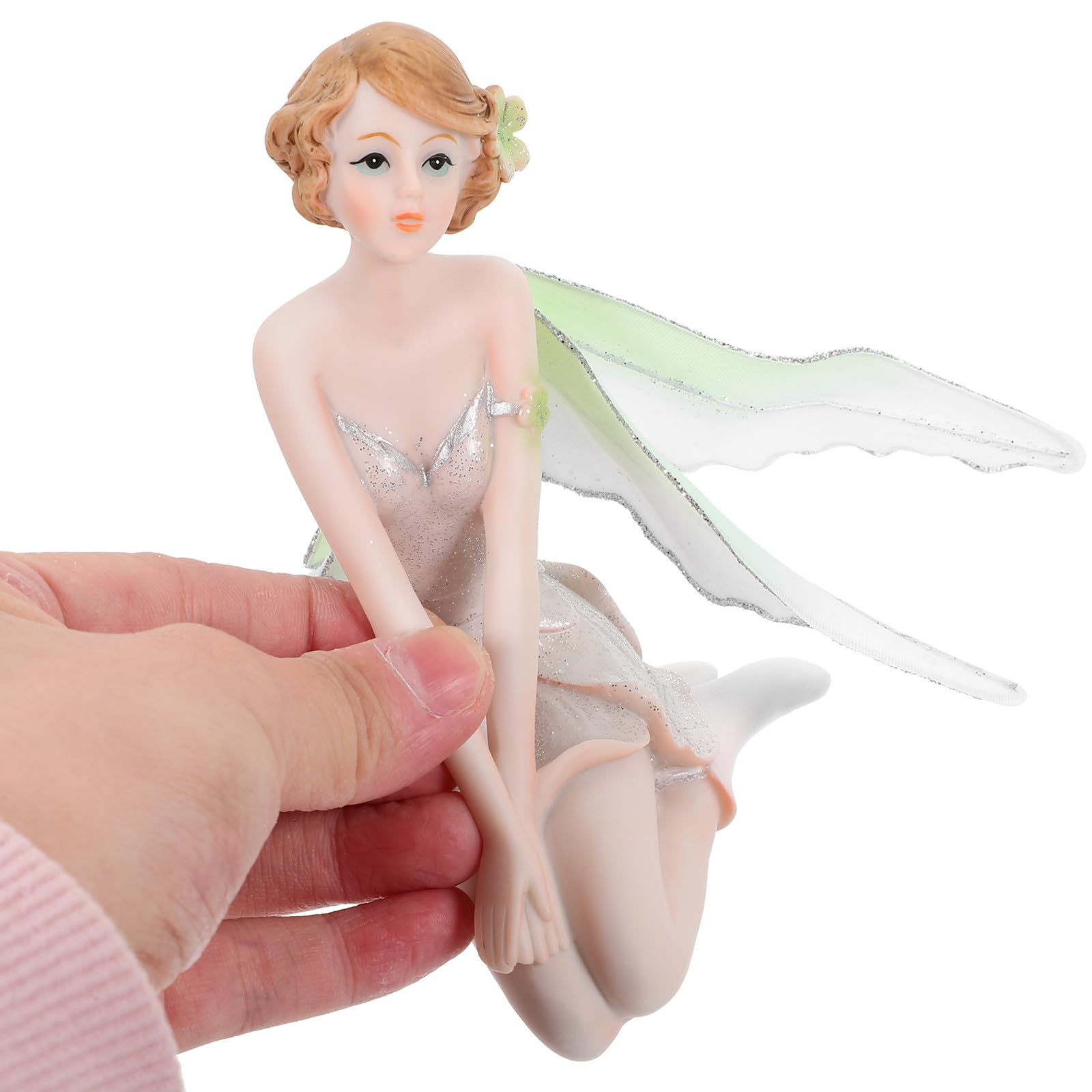 Housoutil Bambina Angelo Fata in Resina Bianca, Oggetto Decorativo da Scrivania e Auto, Decorazione Casa Stabile, Artigianato Fine