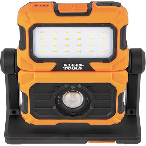 KLEIN TOOLS 56417 Rechargeable LED Work Light, 3000-Lumens, Portable Magnetic Work Light with 6 Modes, 360-Degree Rotation, Compatible with MODbox Rail System
