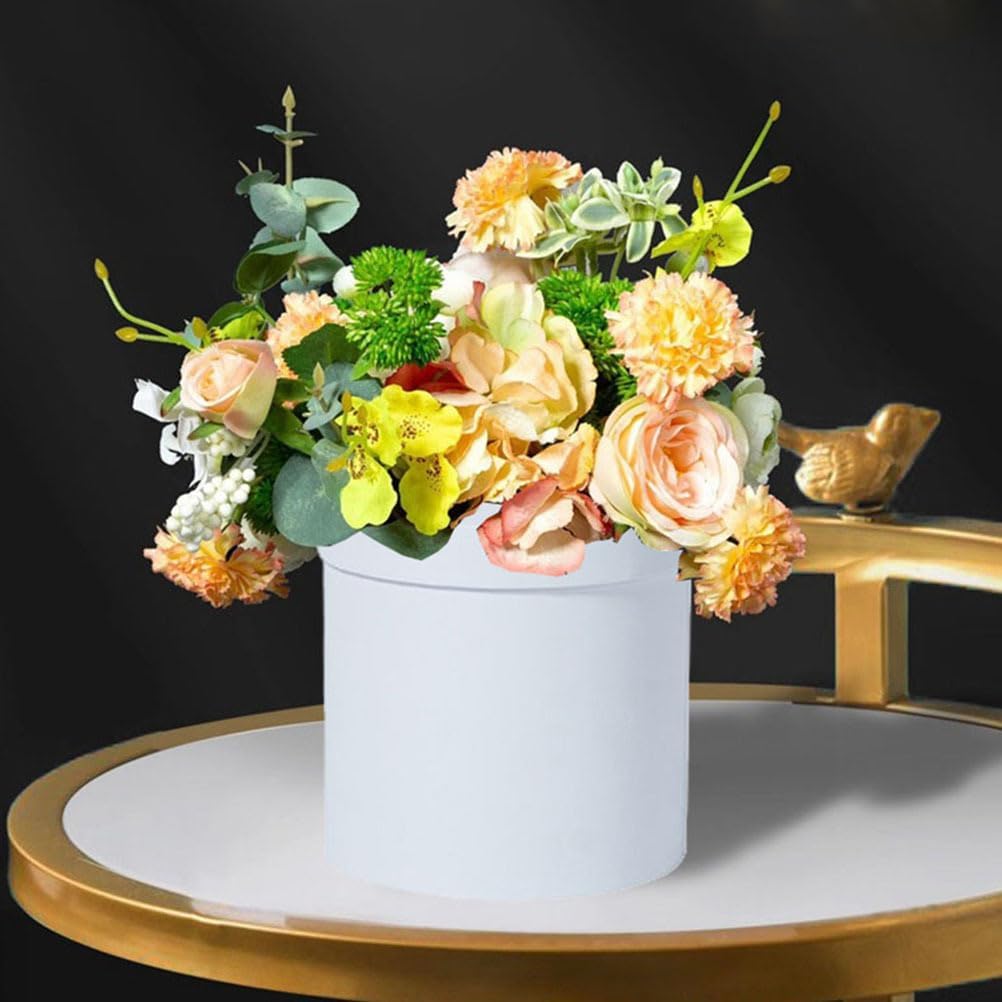PRETYZOOM Small Round Flower Box 5.5 Inch Cylinder Floral Box for Arrangements with Lid Hand-Held Flower for Wedding Birthday Valentine S Day Packaging