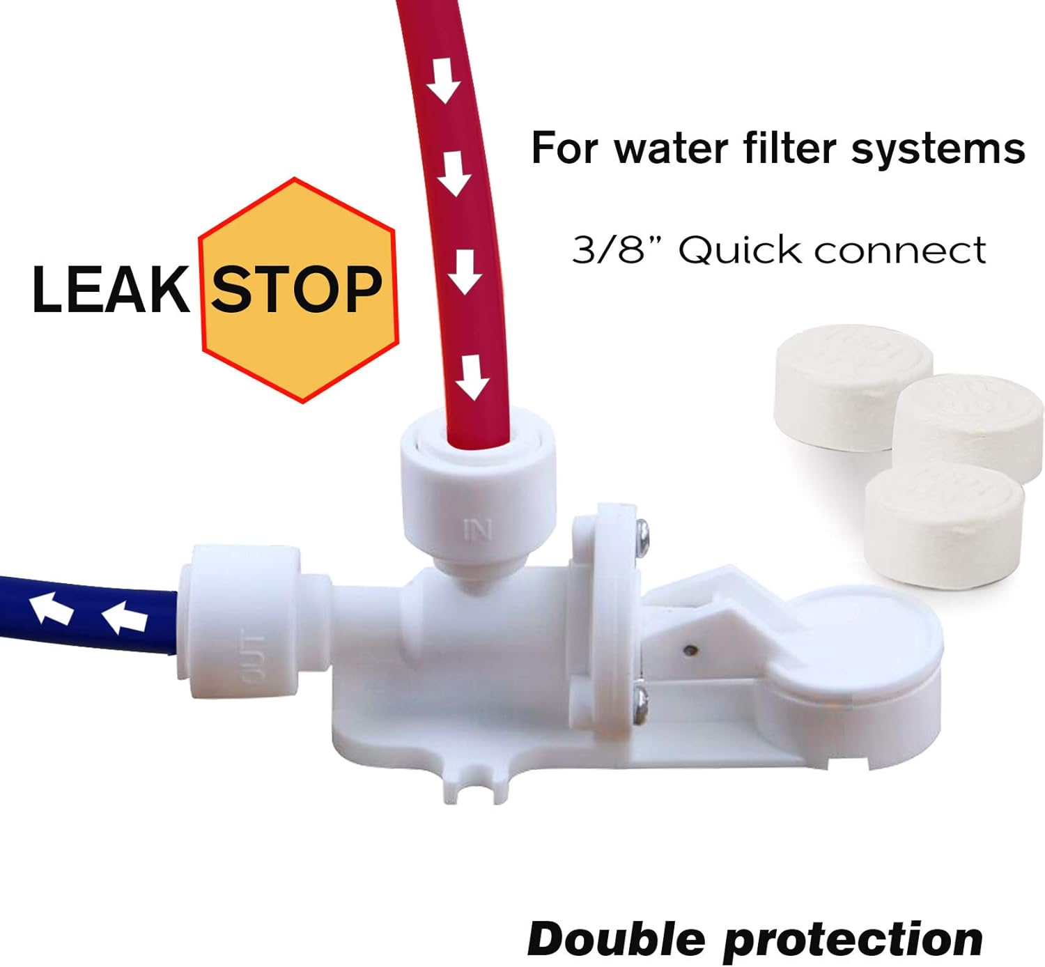 Frizzlife LSV02 Leak Stop Valve for PD600 Undersink Reverse Osmosis - 3/8' Quick Connect Leak Detector, Automatic Water Shut Off Protection