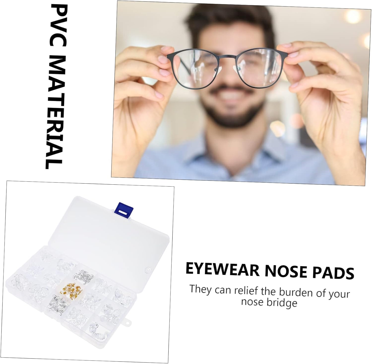 600pairs Nose Pads for Glasses - Eyeglass Nosepieces Comfortable and Lightweight Eyewear Repair Tool Set in Organizer Box