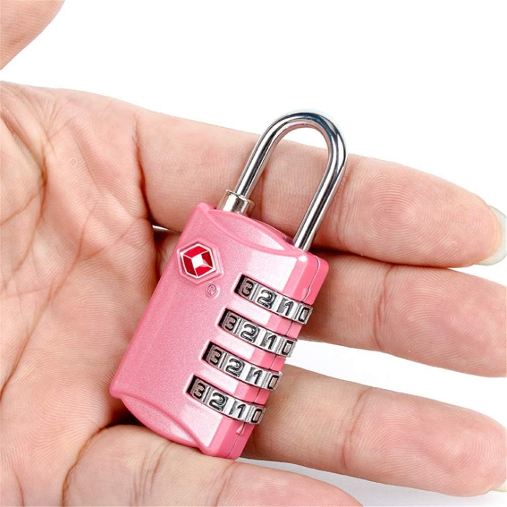 Luggage Padlocks Classic 4-Digit TSA Luggage Locks Travel Combination Padlock Password Code Number Security Padlock for Suitcase Briefcase Backpack Cabinet Code Lock for Travel (Color : Silver)