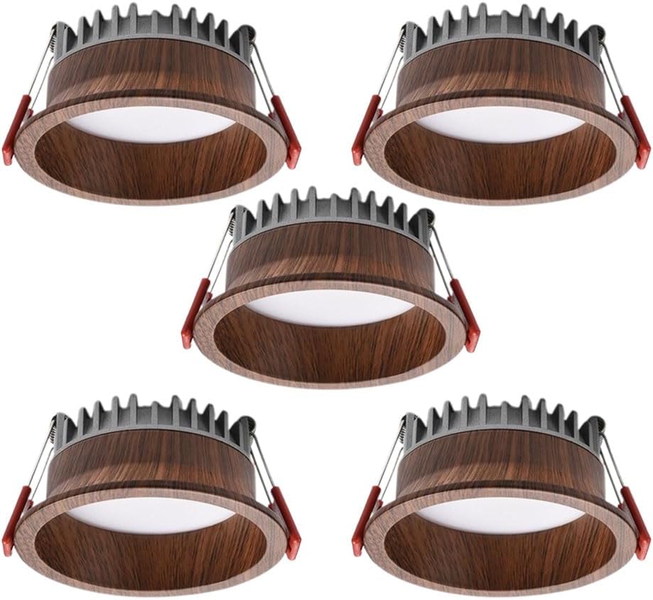 Creative Wood Grain LED Recessed Ceiling Light Aluminum 7W/12W LED Recessed Downlight for Hotel Restaurant Home Lighting Ultra-Thin Panel Light Fashion