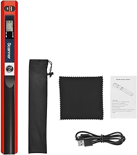 Document Scanner Portable Handheld Wand Wireless Scanner, A4 Size 900DPI JPG/PDF Formate LCD Screen Type-C Interface With Protecting Bag (Color : Rosso, Size : 1)