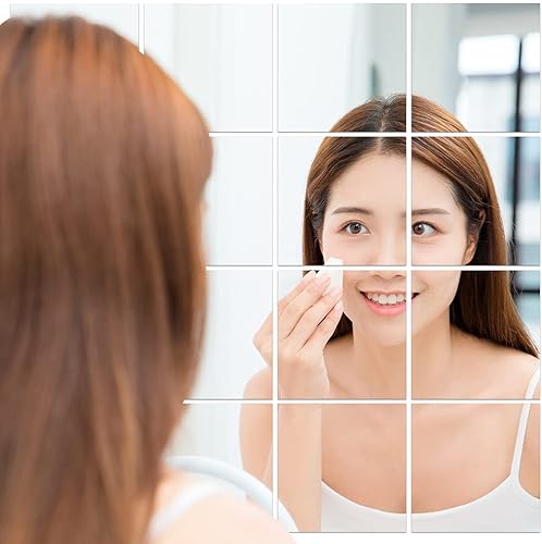 Square Preciser - Calcomanías de pared de acrílico 3D para el hogar, color plateado (paquete de 16 unidades)