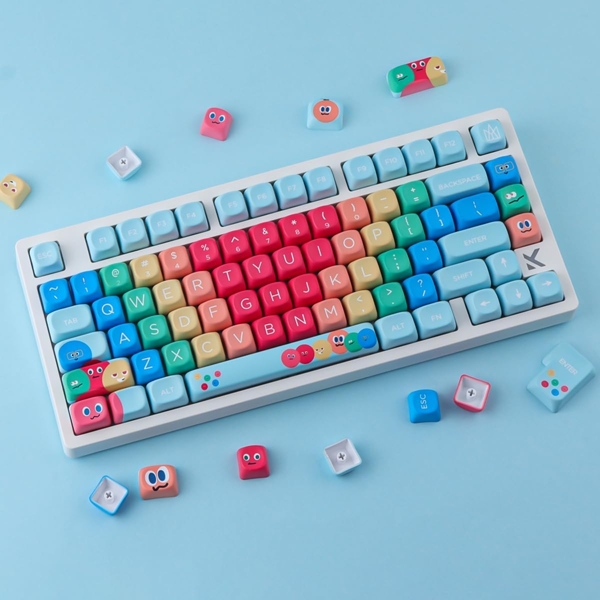PBT Keycaps MOA Profile MayDay Cute Keycaps 130 Keys Dye-Sublimation Kawaii Keycap Set for Cherry MX Magnetic Switches Mechanical Keyboard