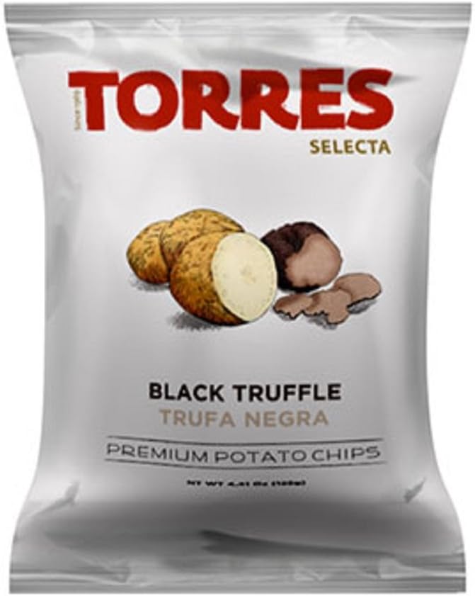 Torres Premium Black Truffle Potato Chips - Trufa Negra - Old Fashioned and Handcrafted Patatas Fritas - Light, Crispy and Crunchy Potato Chip For Girls, Kids - Gluten-Free, Non-GMO - 20 Pack 40 g