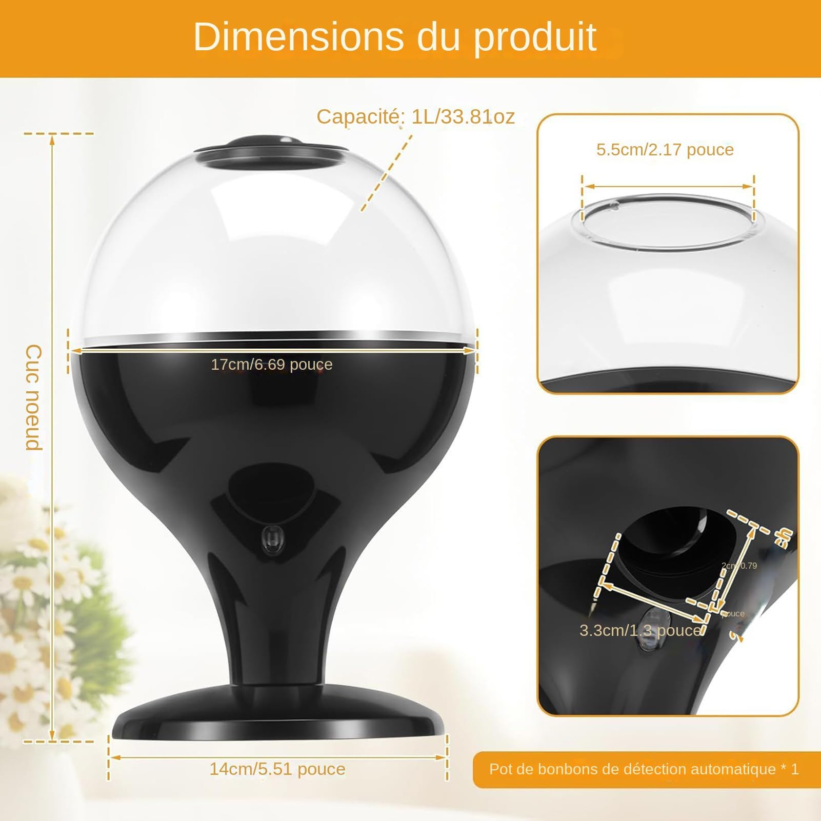 Générique Distributeur de Bonbons Automatique - Machine avec Capteur Automatique | Distributeur de Bonbons pour Bureau - pour Snacks, Aliments, Noix, Bureau, Maison, Plan de Travail, Halloween, Noël