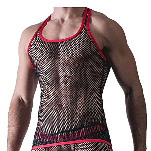SamMoSon String Herren Erotik Männer Mankini Thong Unterwäsche Unterhosen Männer Slip Herren Erotik Unterwäsche Tanga Herren Tanga Unterwäsche Bodysuit Dessous Unterhosen Herren (Schwarz, L) Cover