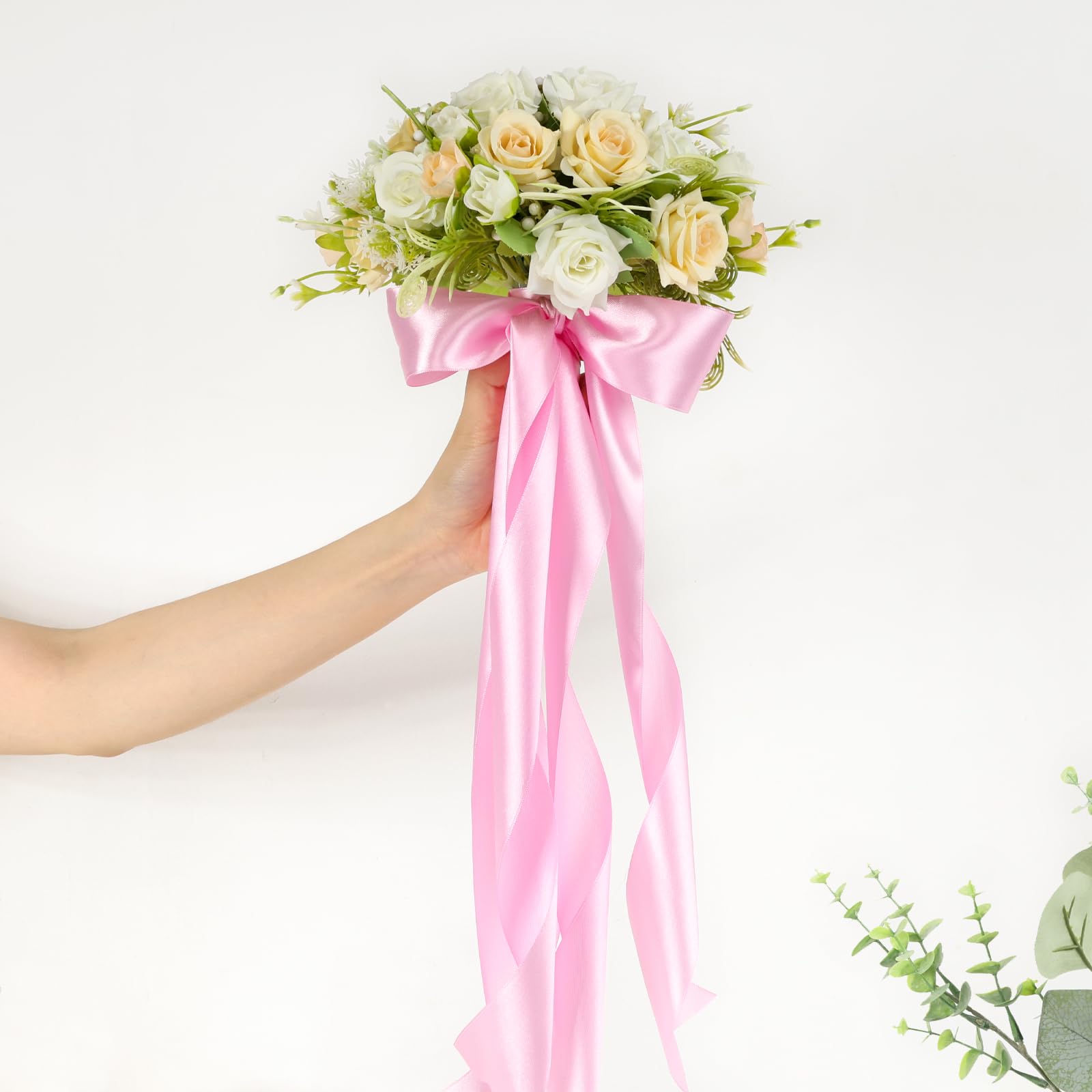 Cinta rosa de 1-1/2 pulgadas, 60 yardas de cinta de satén rosa para ramo de flores, cinta de tela para envolver regalos, manualidades de flores eternas, Navidad, boda, accesorios para el