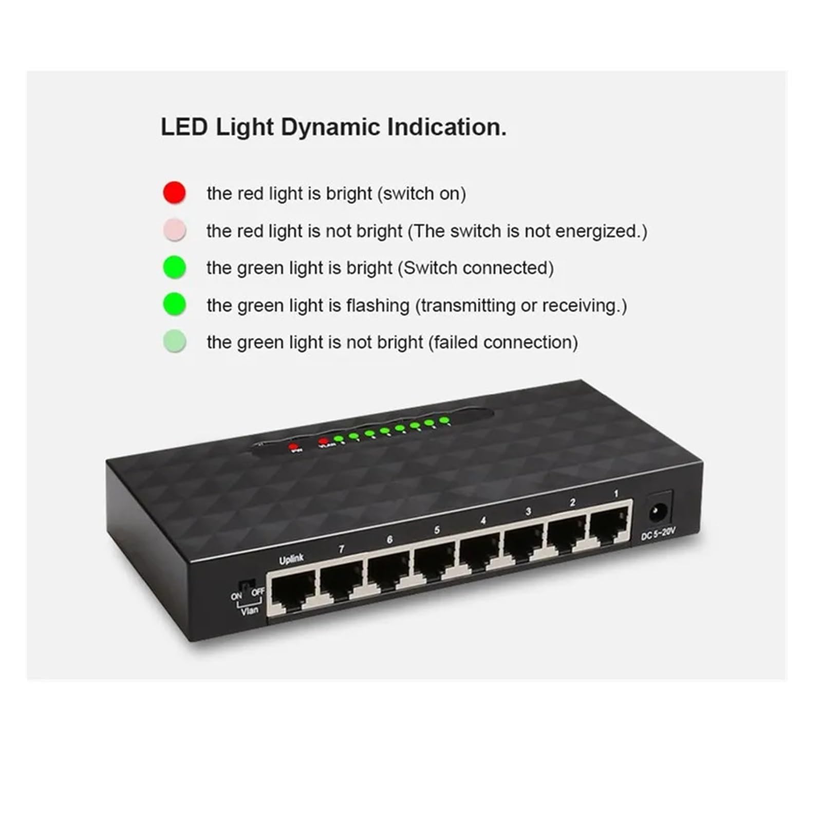 Gigabit-Switch 8 5 portów 1000 Mbps Ethernet przełącznik sieciowy RJ45 Hub (8 portów 1000 Mbps)