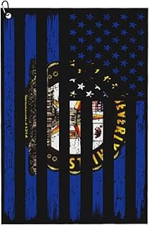 US and Flag of Beverly Hills, California Golf Towel 24" X 16" Microfiber Waffle Pattern Golf Accessories for Golf Bag with Carabiner Clip