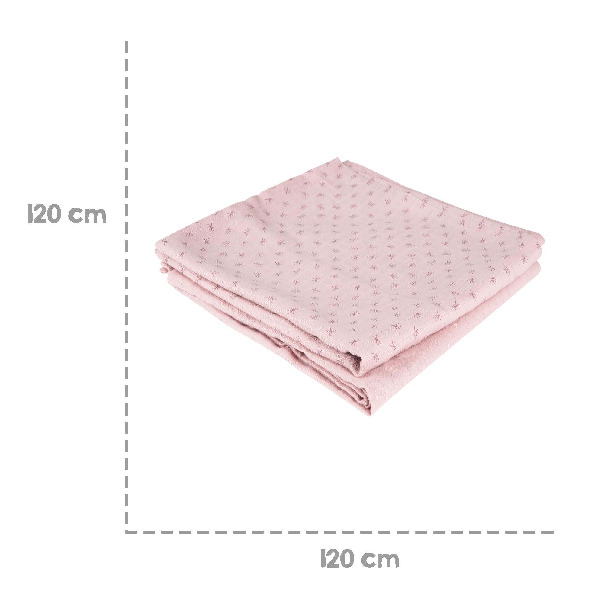 roba Set di 2 Copertine per Allattamento, Mussola di Cotone 100% Biologico, 120 x 120 cm, Traspirante e Lavabile, Materiali Puri ed Ecosostenibili, Rosa