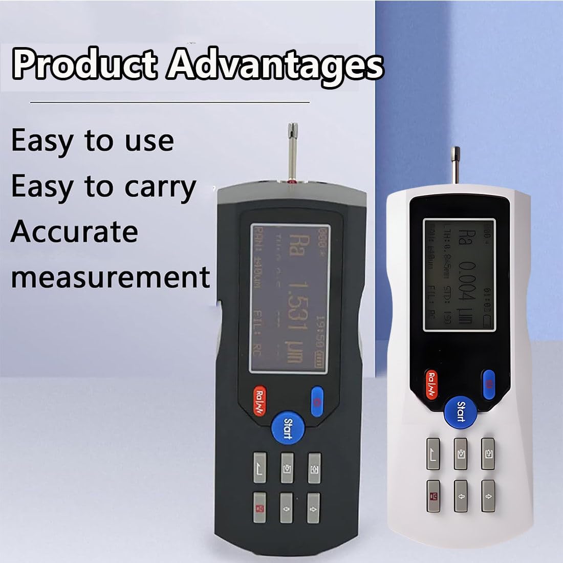 Rugosímetro Digital,Medidor Rugosidad Metales,Rango Medición 160 μm,Alta Precisión 0,001 μm,Pantalla LCD Recargable para Detección Superficies Metálicas Industriales White