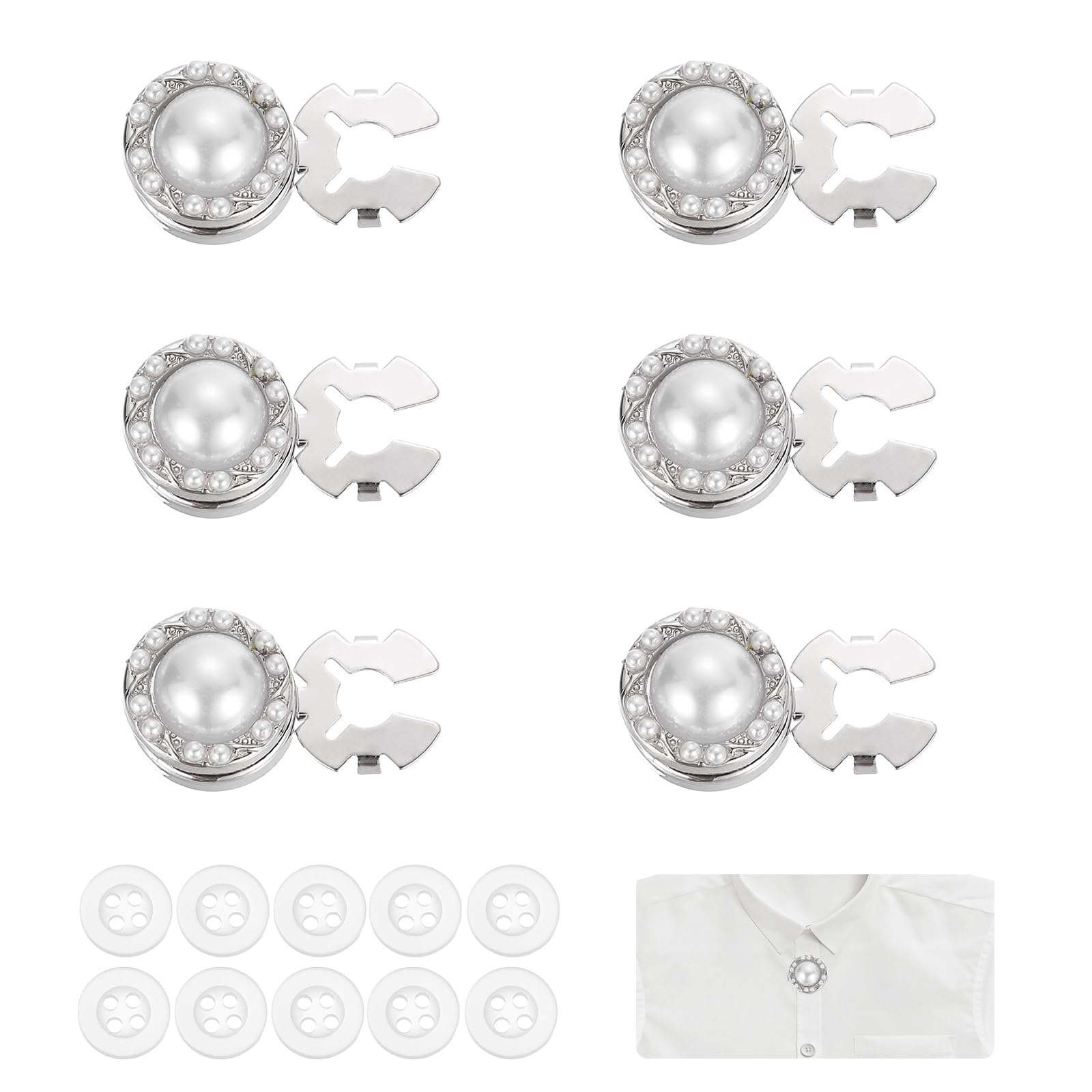 Boutons à coudre blancs détachables et cache-bouton strass PATIKIL contre les boutons ternes