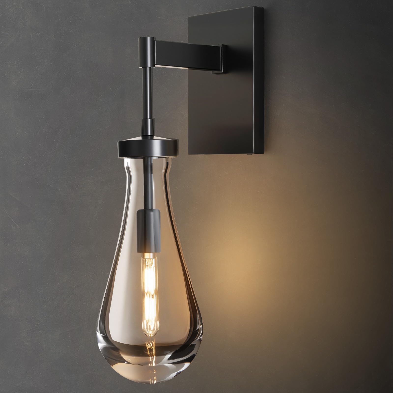 Photo 1 of BlesULuk Raindrop Brass Crystal Wall Sconce - Modern Black