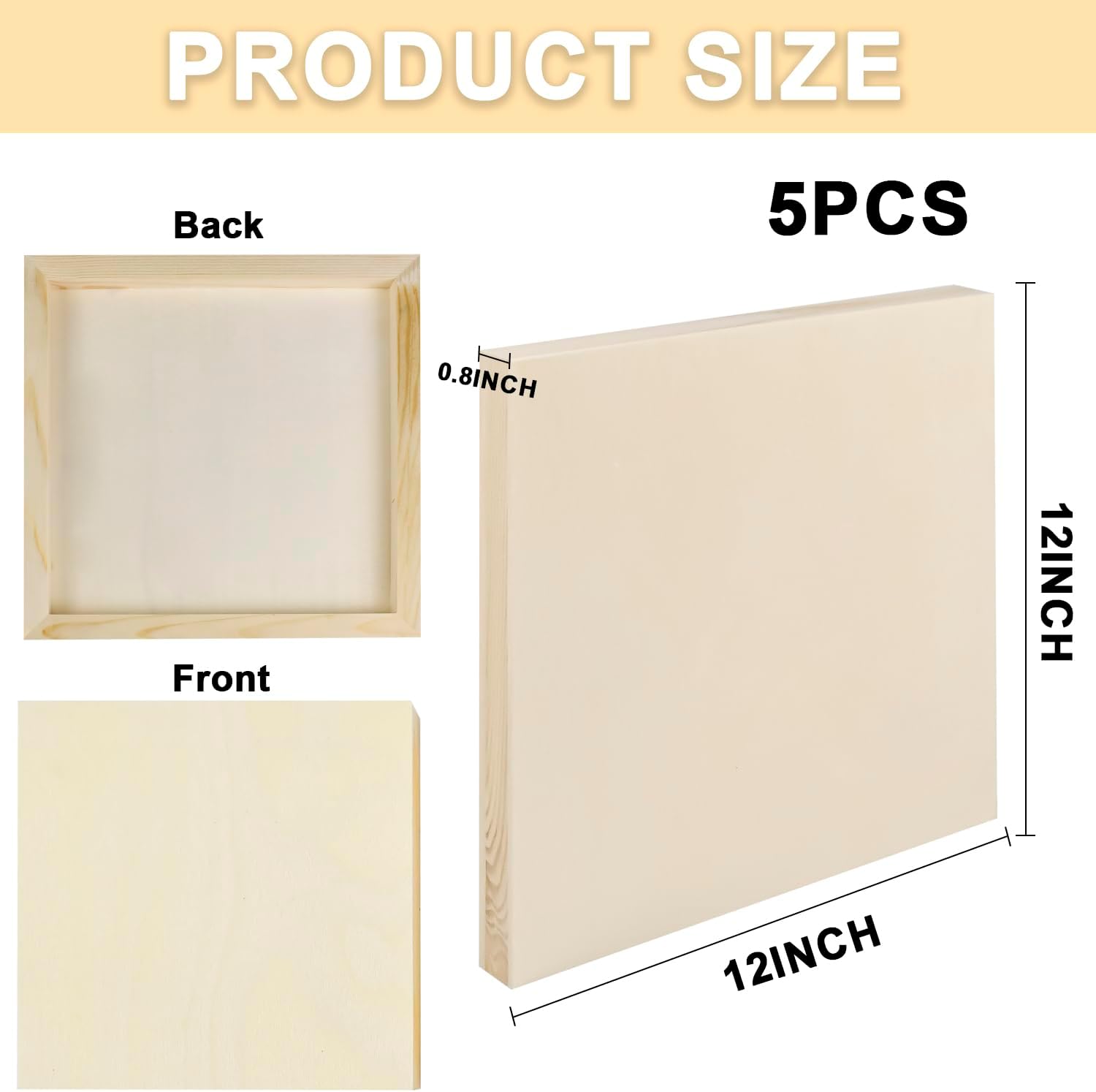 12 x 12 Inch Wood Panels, 5 Pcs Unfinished Wooden Panel Boards, Unfinished Wood Canvas Panels for Art Crafts Acrylic and Oil Painting Pouring DIY Projects